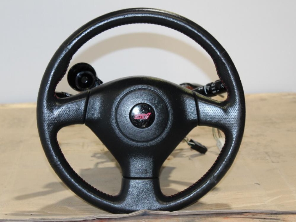 SUBARU RED STITCH GD VERSION-8 JDM, WRX, STI, OEM, STEERING WHEEL WITH COLUMN: Image 3